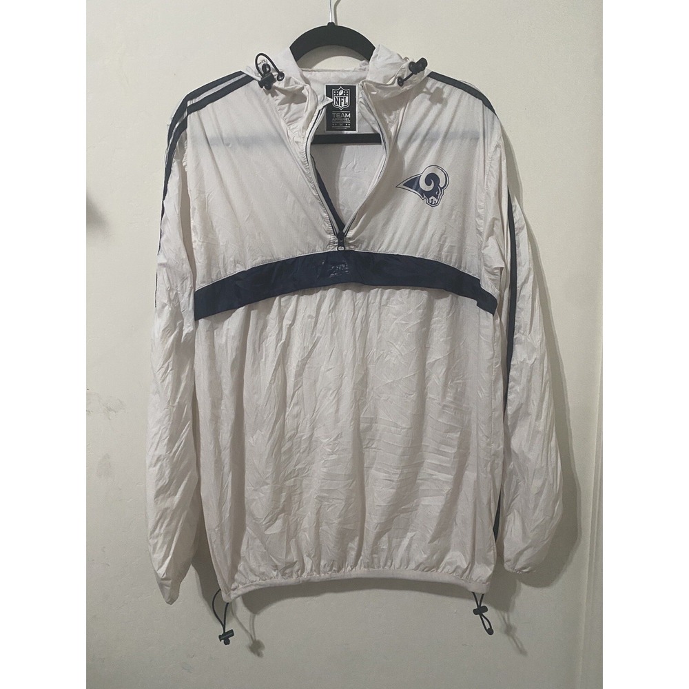 Los Angeles Rams Men's Windbreaker Jacket Medium White NFL Lightweight Pullover